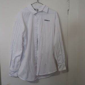 adidas long sleeve button down white blouse